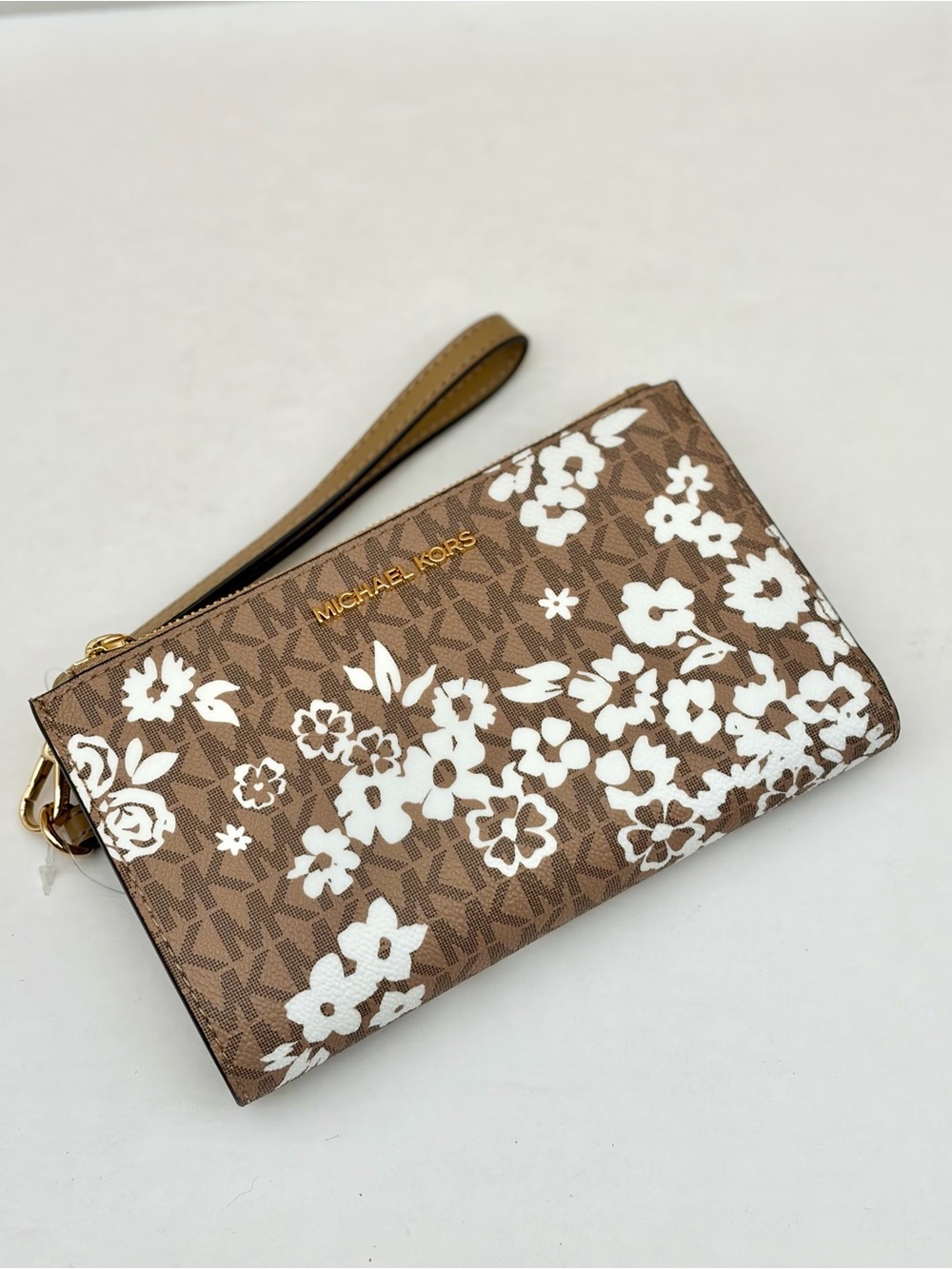 MICHAEL KORS JST Lg Double Zip Printed Signature Logo Wristlet Wallet